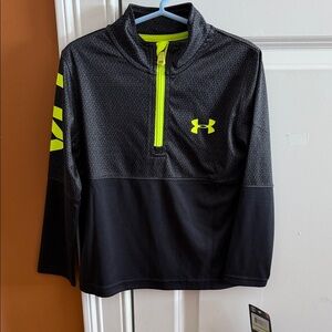 Under Armour Black and Neon Yellow Half-Zip Top